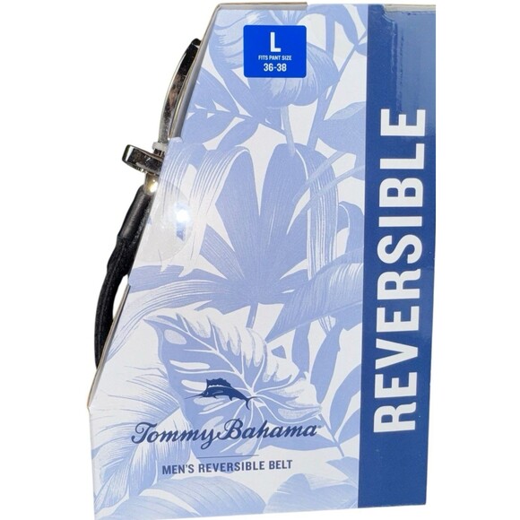 Tommy Bahama Mens Reversible Fabric Belt With Leather Overlay Size Large 36-38 - Picture 5 of 7